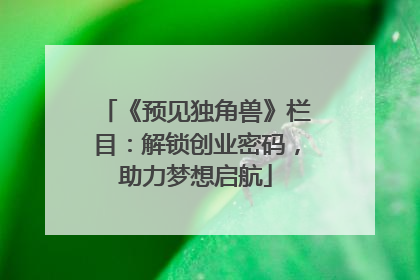 《预见独角兽》栏目：解锁创业密码，助力梦想启航