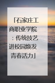 石家庄工商职业学院：传统技艺进校园焕发青春活力