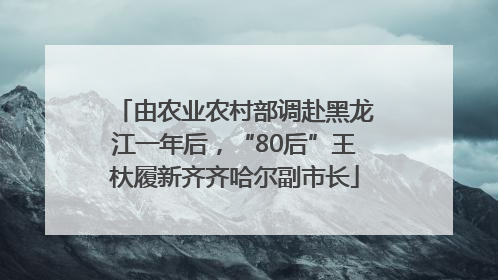 由农业农村部调赴黑龙江一年后，“80后”王杕履新齐齐哈尔副市长