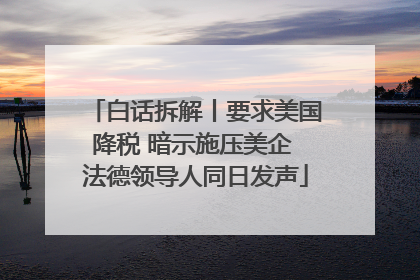 白话拆解丨要求美国降税 暗示施压美企 法德领导人同日发声
