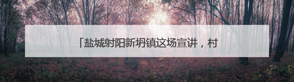 盐城射阳新坍镇这场宣讲，村民抢着听，句句说到心坎！