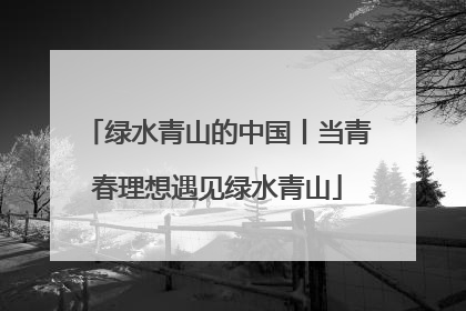 绿水青山的中国丨当青春理想遇见绿水青山