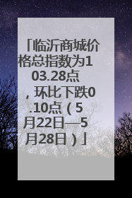 临沂商城价格总指数为103.28点，环比下跌0.10点（5月22日—5月28日）