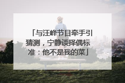 与汪峰节目牵手引猜测，宁静谈择偶标准：他不是我的菜