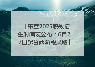 东营2025职教招生时间表公布：6月27日起分两阶段录取