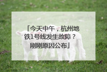 今天中午，杭州地铁1号线发生故障？刚刚原因公布