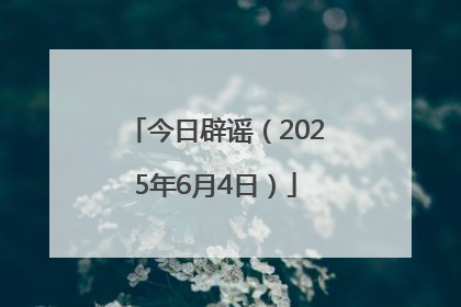 今日辟谣（2025年6月4日）
