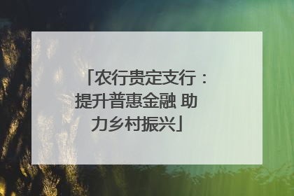 农行贵定支行：提升普惠金融 助力乡村振兴