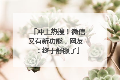 冲上热搜！微信又有新功能，网友：终于舒服了