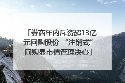 券商年内斥资超13亿元回购股份 “注销式”回购显市值管理决心