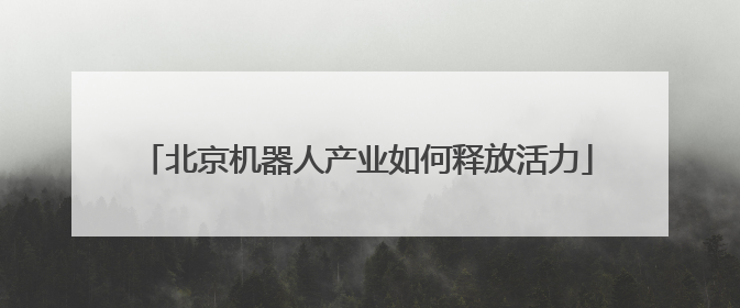 北京机器人产业如何释放活力