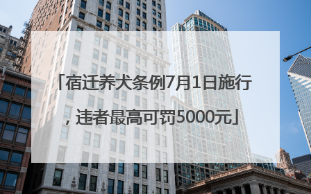 宿迁养犬条例7月1日施行，违者最高可罚5000元