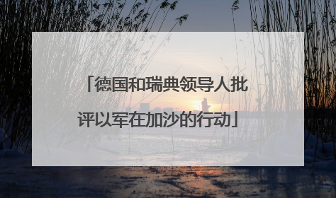德国和瑞典领导人批评以军在加沙的行动