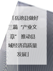 岳池县做好三篇“产业文章” 推动县域经济高质量发展