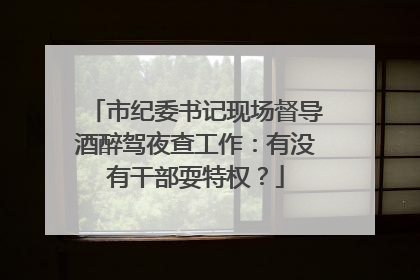 市纪委书记现场督导酒醉驾夜查工作：有没有干部耍特权？