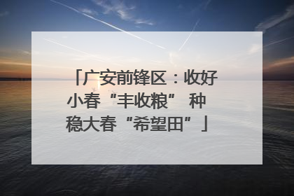 广安前锋区：收好小春“丰收粮” 种稳大春“希望田”