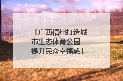 广西梧州打造城市生态体育公园 提升民众幸福感