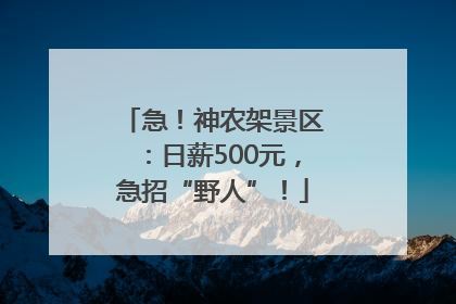 急！神农架景区：日薪500元，急招“野人”！