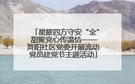 星耀四方守安“全” 甜聚党心传温情——舞阳社区党委开展流动党员建党节主题活动
