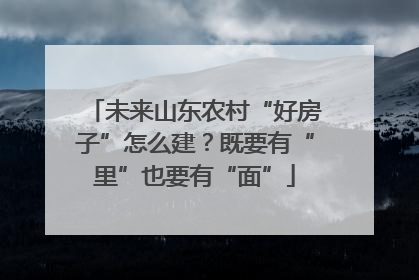未来山东农村“好房子”怎么建？既要有“里”也要有“面”