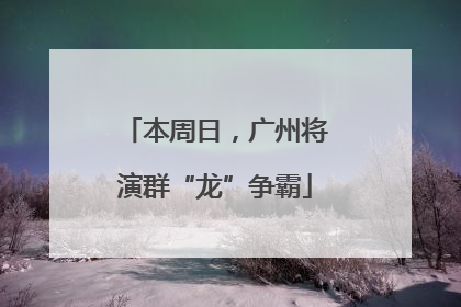 本周日，广州将演群“龙”争霸