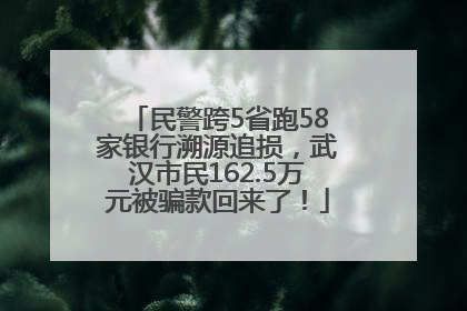 民警跨5省跑58家银行溯源追损，武汉市民162.5万元被骗款回来了！