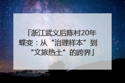 浙江武义后陈村20年蝶变：从“治理样本”到“文旅热土”的跨界