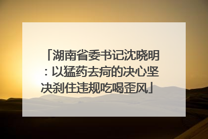 湖南省委书记沈晓明：以猛药去疴的决心坚决刹住违规吃喝歪风