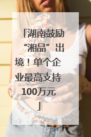 湖南鼓励“湘品”出境！单个企业最高支持100万元