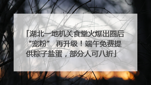湖北一地机关食堂火爆出圈后“宠粉” 再升级！端午免费提供粽子盐蛋，部分人可八折