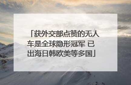 获外交部点赞的无人车是全球隐形冠军 已出海日韩欧美等多国