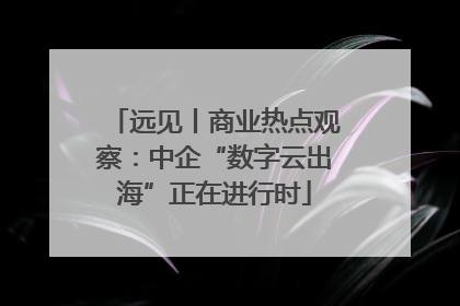 远见丨商业热点观察：中企“数字云出海”正在进行时