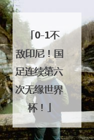 0-1不敌印尼！国足连续第六次无缘世界杯！