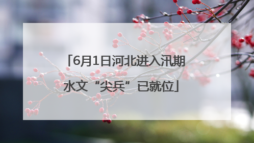 6月1日河北进入汛期 水文“尖兵”已就位